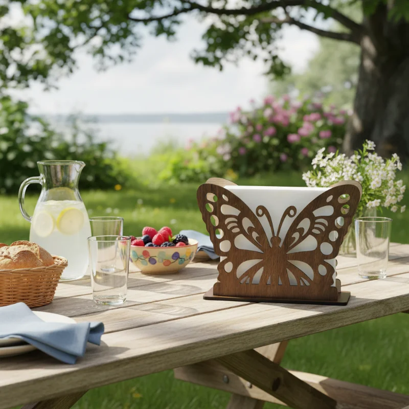 Wooden Butterfly Tissue & Napkin Holder for Dining Table