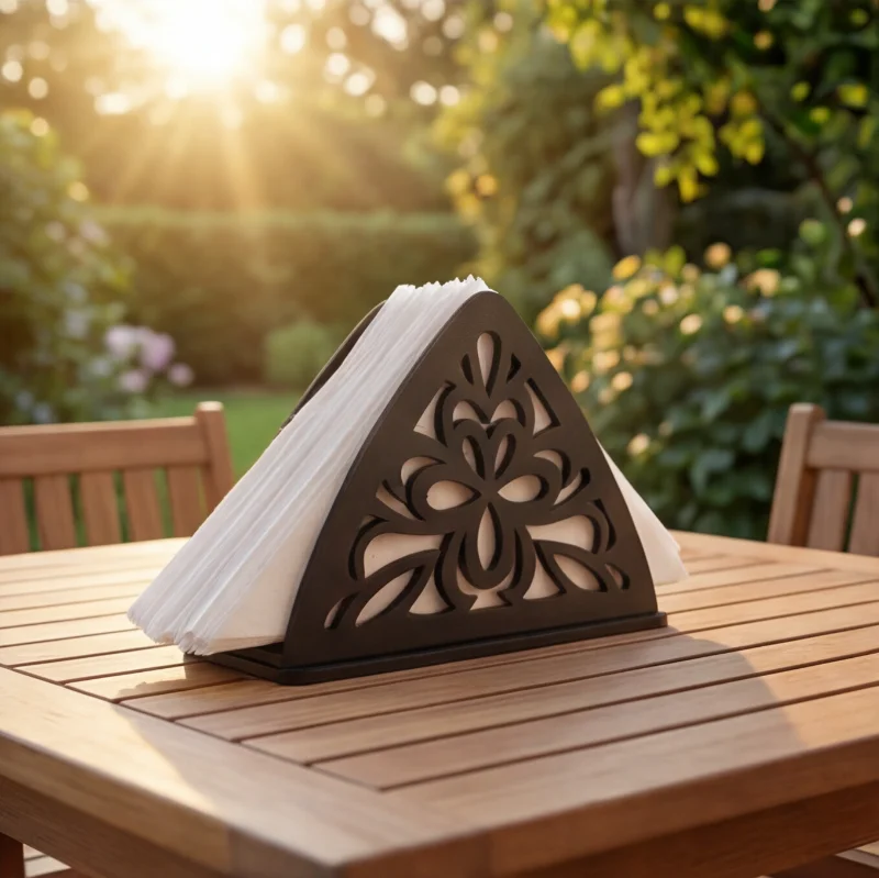 Black Wooden Tissue & Napkin Holder for Dining Table