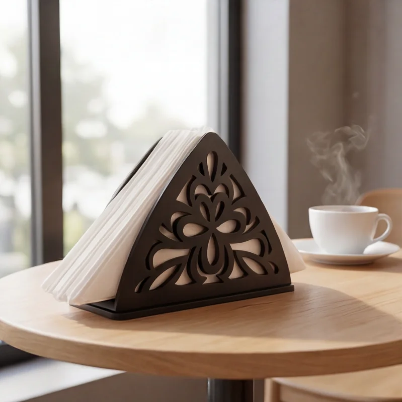 Black Wooden Tissue & Napkin Holder for Dining Table