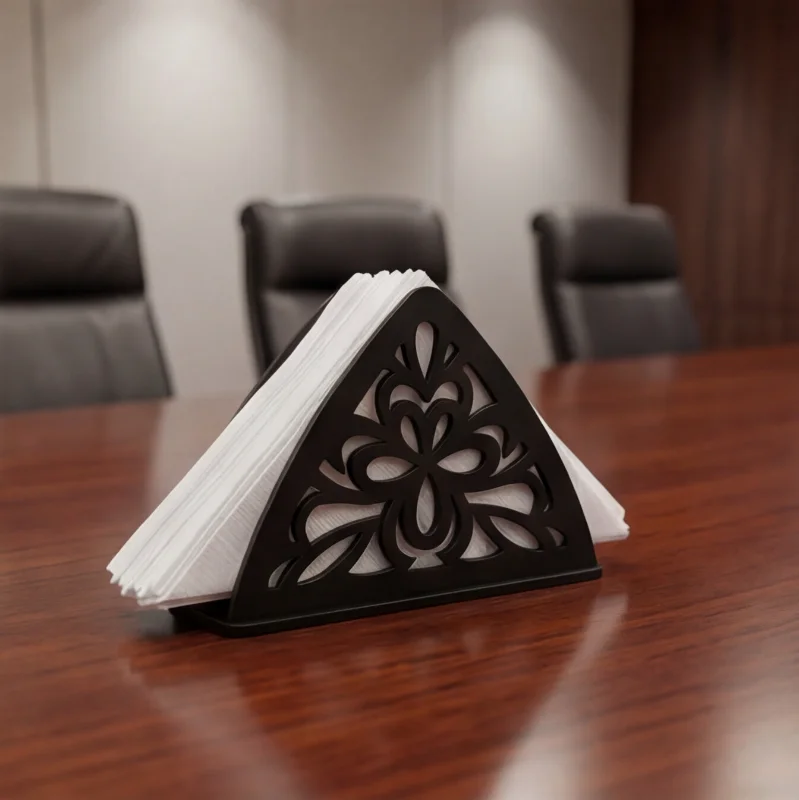Black Wooden Tissue & Napkin Holder for Dining Table