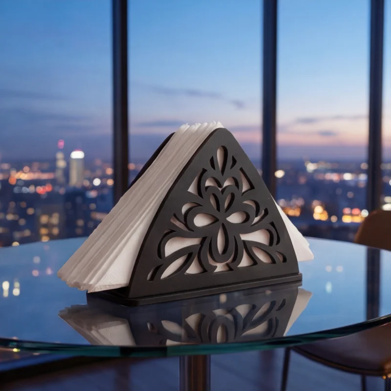 Black Wooden Tissue & Napkin Holder for Dining Table
