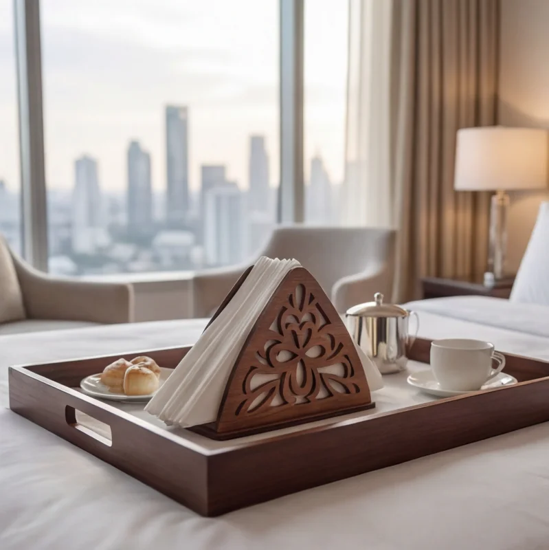 Elegant Wooden Laser-Cut Tissue / Napkin Holder