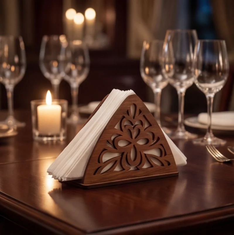 Elegant Wooden Laser-Cut Tissue / Napkin Holder