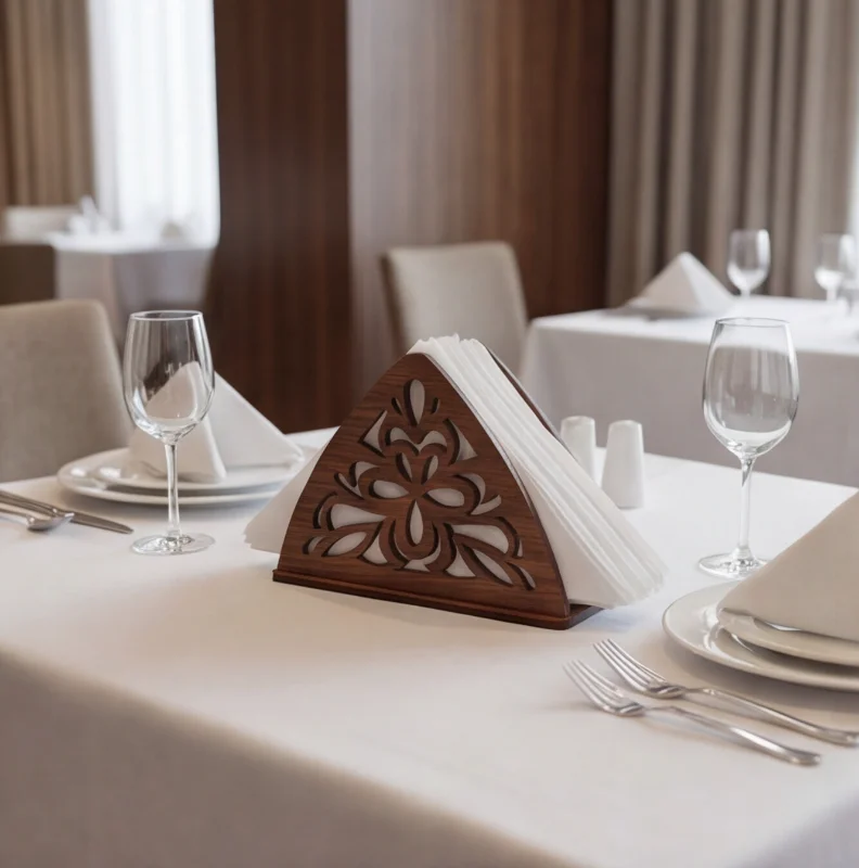 Elegant Wooden Laser-Cut Tissue / Napkin Holder