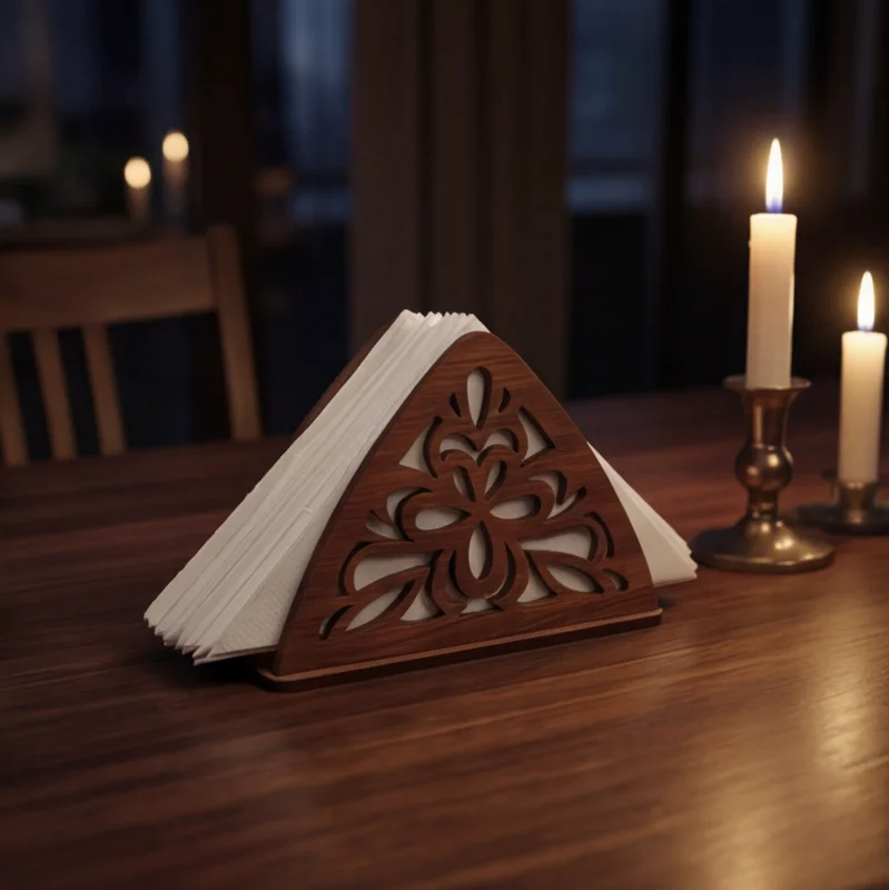 Elegant Wooden Laser-Cut Tissue / Napkin Holder