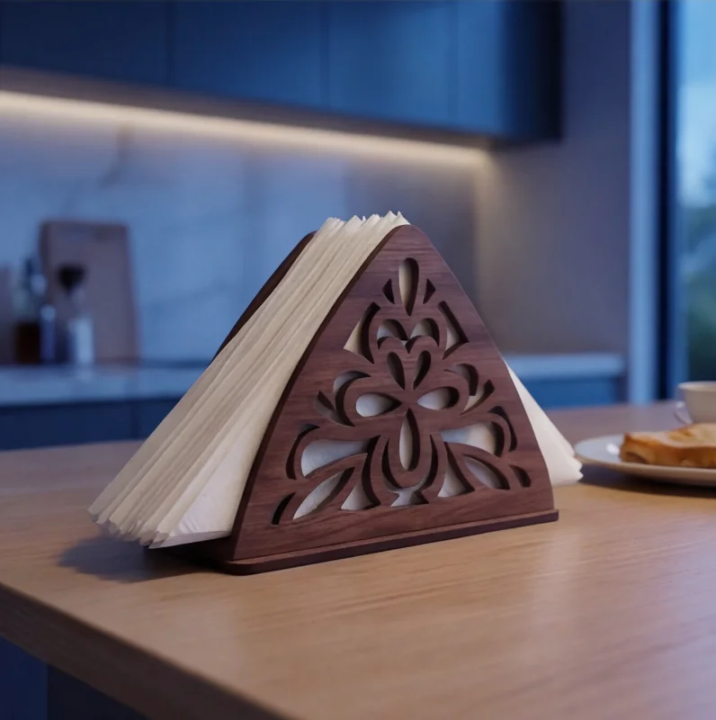 Elegant Wooden Laser-Cut Tissue / Napkin Holder