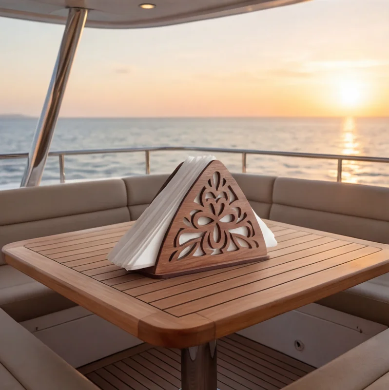 Elegant Wooden Laser-Cut Tissue / Napkin Holder