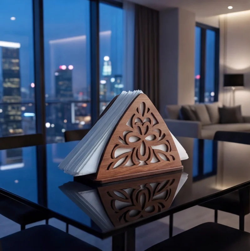Elegant Wooden Laser-Cut Tissue / Napkin Holder
