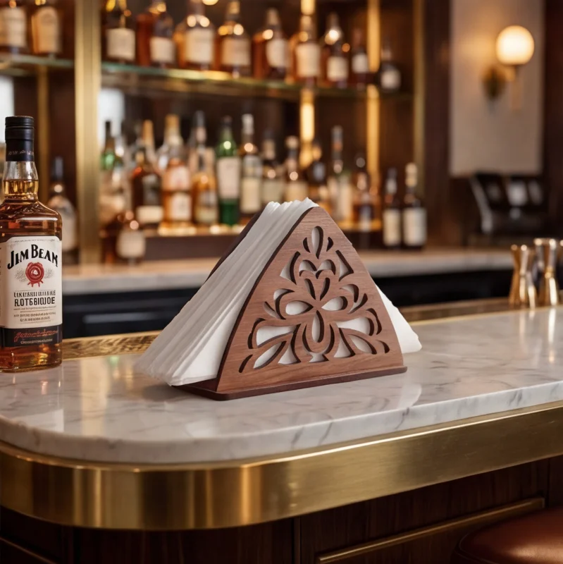 Elegant Wooden Laser-Cut Tissue / Napkin Holder