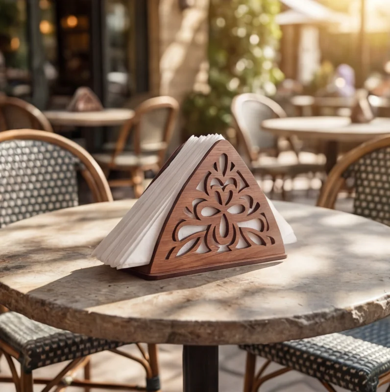 Elegant Wooden Laser-Cut Tissue / Napkin Holder