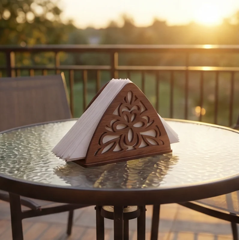 Elegant Wooden Laser-Cut Tissue / Napkin Holder