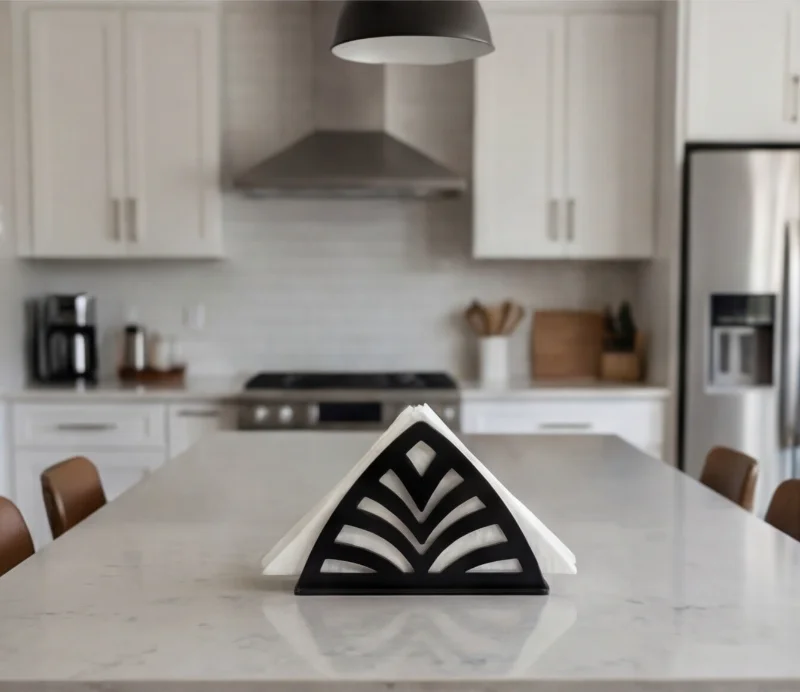 Palm Cut Modern Black Wooden Tissue & Napkin Holder