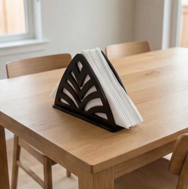Palm Cut Modern Black Wooden Tissue & Napkin Holder
