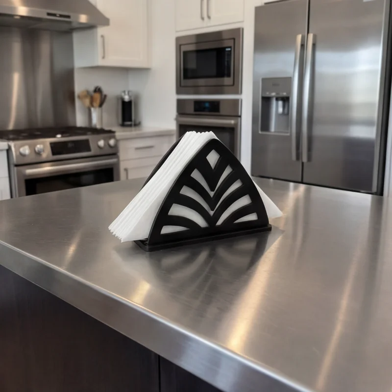 Palm Cut Modern Black Wooden Tissue & Napkin Holder