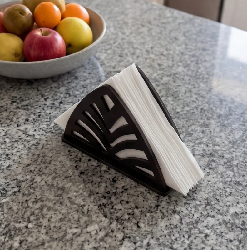 Palm Cut Modern Black Wooden Tissue & Napkin Holder