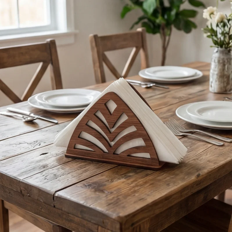 Palm Cut Modern Wooden Tissue & Napkin Holder