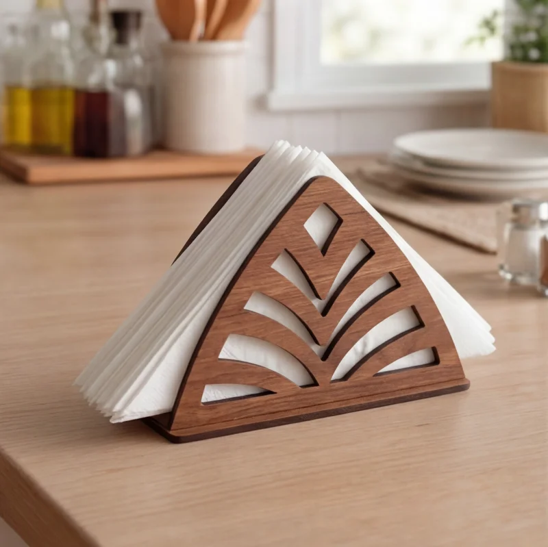 Palm Cut Modern Wooden Tissue & Napkin Holder