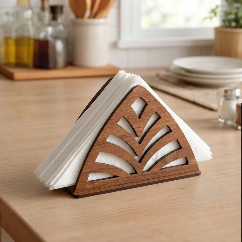 Palm Cut Modern Wooden Tissue & Napkin Holder