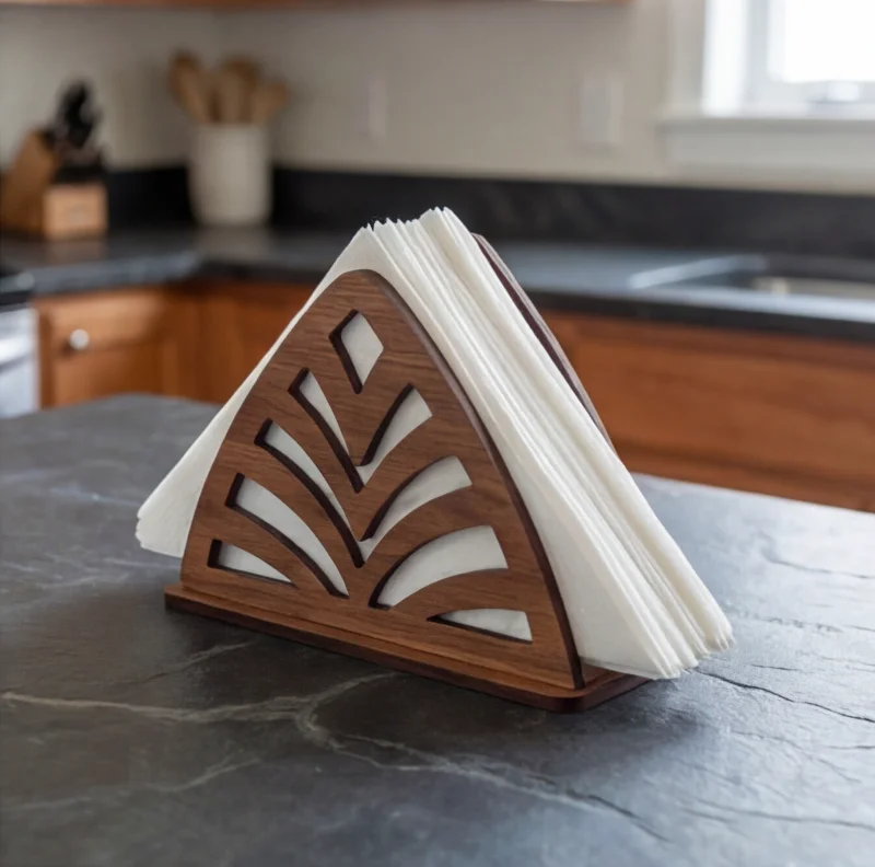 Palm Cut Modern Wooden Tissue & Napkin Holder