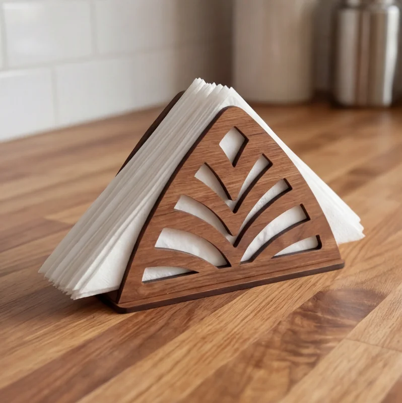Palm Cut Modern Wooden Tissue & Napkin Holder