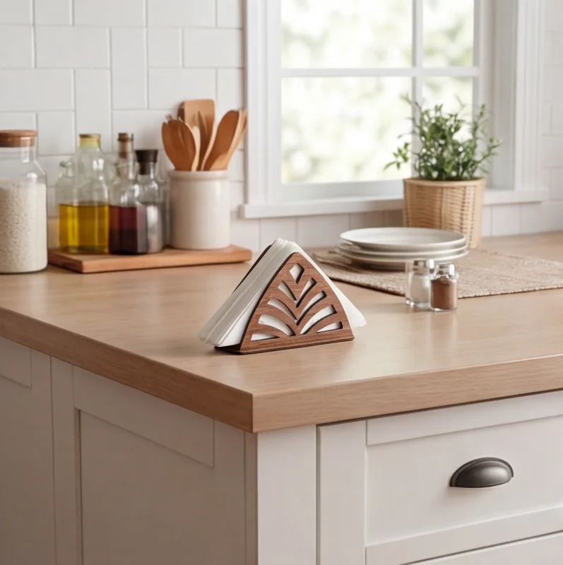 Palm Cut Modern Wooden Tissue & Napkin Holder