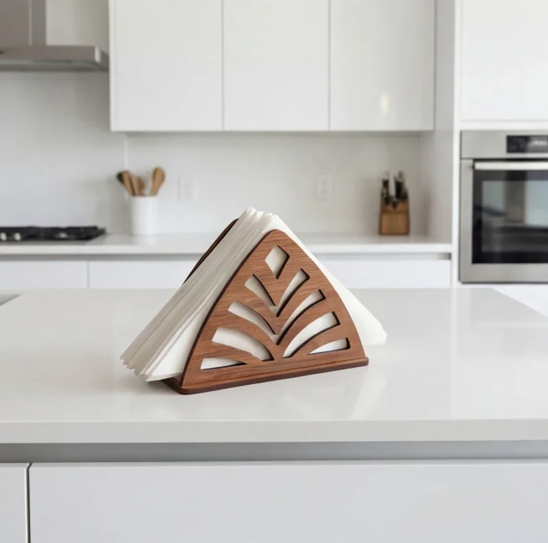 Palm Cut Modern Wooden Tissue & Napkin Holder