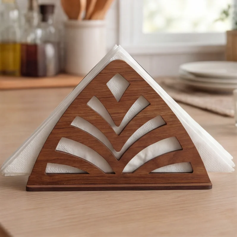 Palm Cut Modern Wooden Tissue & Napkin Holder