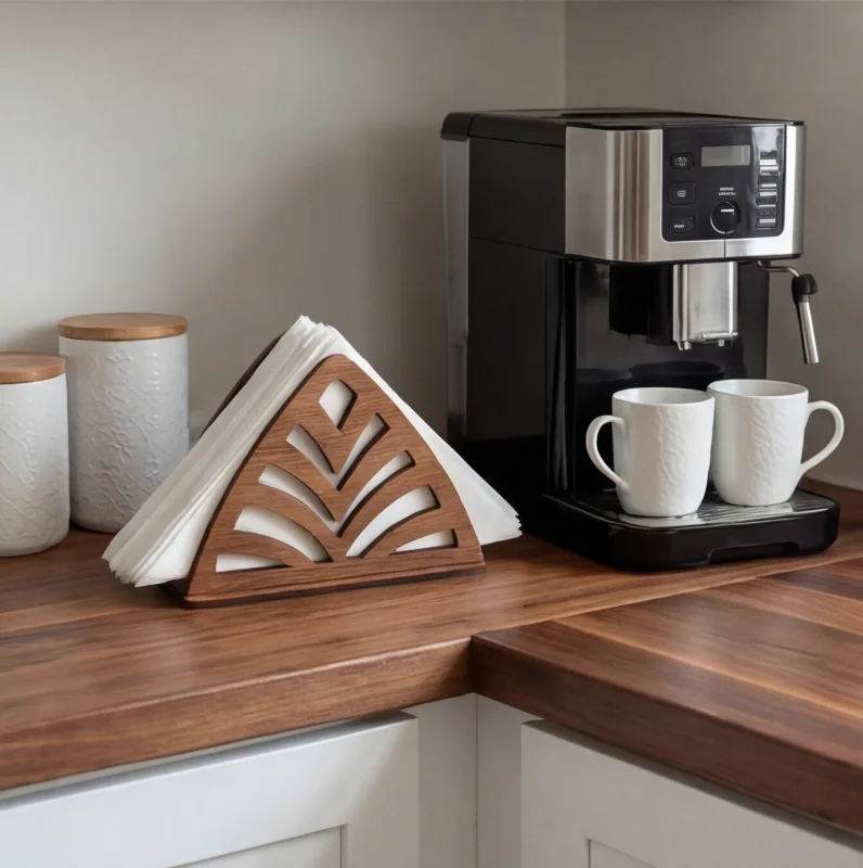 Palm Cut Modern Wooden Tissue & Napkin Holder