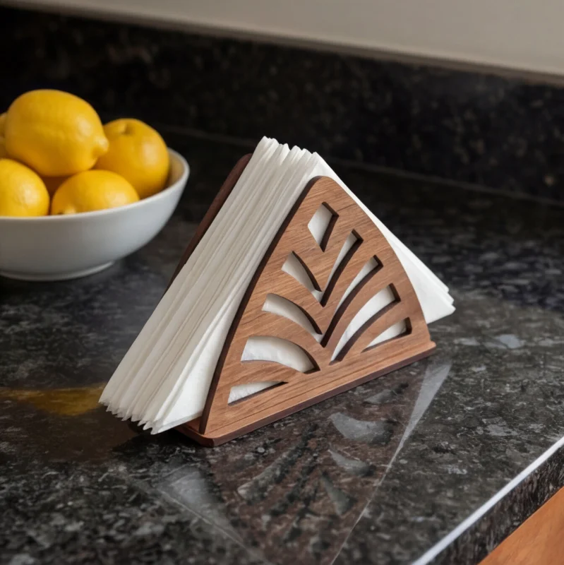 Palm Cut Modern Wooden Tissue & Napkin Holder