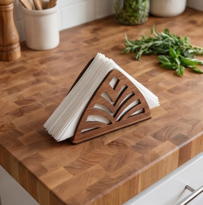 Palm Cut Modern Wooden Tissue & Napkin Holder