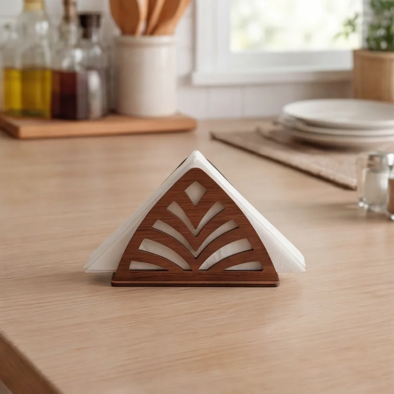 Palm Cut Modern Wooden Tissue & Napkin Holder