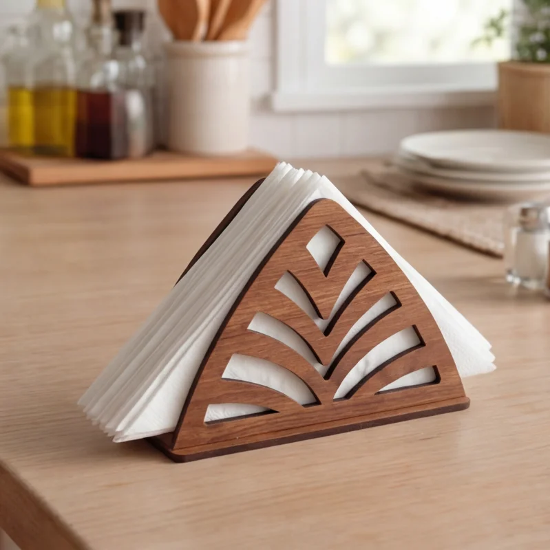 Palm Cut Modern Wooden Tissue & Napkin Holder