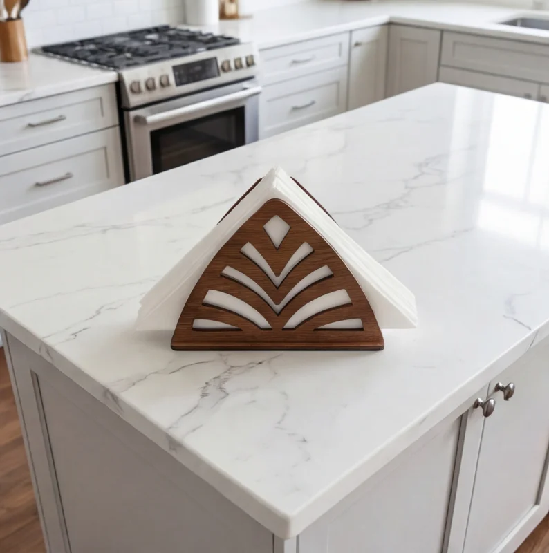 Palm Cut Modern Wooden Tissue & Napkin Holder